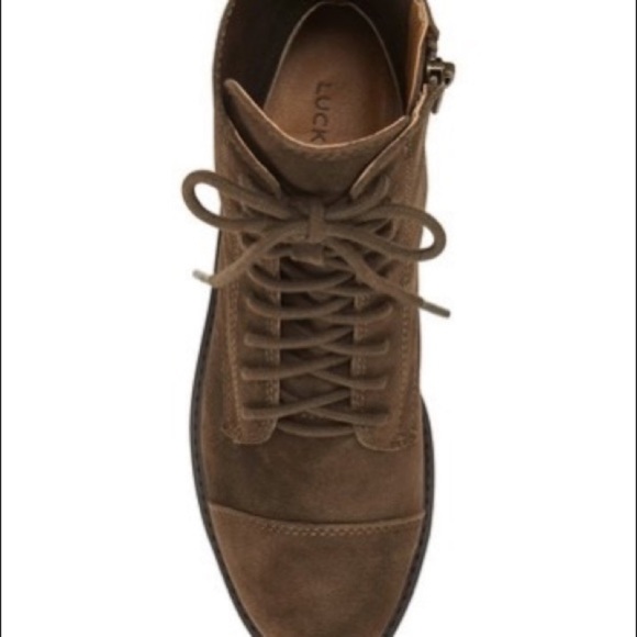 NWT Lucky Brand LP Ictus Olive Oiled Suede leather lace up Combat ankle boots 10 - Picture 10 of 17
